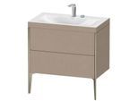 Duravit XViu Waschtisch-Unterschrank XV4710EB175C 80x48cm, 2 Auszüge, 2 Hahnlöcher, champagner matt, Rahmen C, leinen