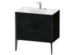 Duravit XViu Waschtisch-Unterschrank XV4710EB216C 80x48cm, 2 Auszüge, 2 Hahnlöcher, schwarz matt, Rahmen C, Eiche schwarz