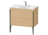 Duravit XViu Waschtisch-Unterschrank XV4710EB230C 80x48cm, 2 Auszüge, 2 Hahnlöcher, schwarz matt, Rahmen C, Eiche natur