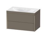 Duravit XViu Waschtisch-Unterschrank XV4615NB190C 80x48cm, 2 Schubkästen, ohne Hahnloch, champagner matt, Rahmen C, flannel grey seidenmatt