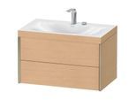 Duravit XViu Waschtisch-Unterschrank XV4615EB112C 80x48cm, 2 Schubkästen, 2 Hahnlöcher, champagner matt, Rahmen C, eiche gebürstet