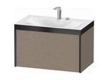 Duravit XViu Waschtisch-Unterschrank XV4610EB211P 80x48cm, 1 Auszug, 2 Hahnlöcher, schwarz matt, Rahmen P, eiche kaschmir