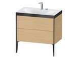 Duravit XViu Waschtisch-Unterschrank XV4710EB230P 80x48cm, 2 Auszüge, 2 Hahnlöcher, schwarz matt, Rahmen P, Eiche natur
