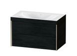 Duravit XViu Waschtisch-Unterschrank XV4615NB116C 80x48cm, 2 Schubkästen, ohne Hahnloch, champagner matt, Rahmen C, Eiche schwarz