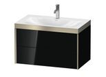 Duravit XViu Waschtisch-Unterschrank XV4615OB140P 80x48cm, 2 Schubkästen, 1 Hahnloch, champagner matt, Rahmen P, schwarz hochglanz