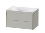 Duravit XViu Waschtisch-Unterschrank XV4615NB107C 80x48cm, 2 Schubkästen, ohne Hahnloch, champagner matt, Rahmen C, betongrau matt