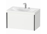 Duravit XViu Waschtisch-Unterschrank XV4610EB218C 80x48cm, 1 Auszug, 2 Hahnlöcher, schwarz matt, Rahmen C, weiß matt