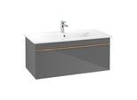 Villeroy und Boch Venticello Waschtisch-Unterschrank A93505FP 95,3 x 42 x 50,2 cm, Griff Copper, Glossy Grey