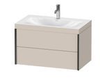 Duravit XViu Waschtisch-Unterschrank XV4615OB291C 80x48cm, 2 Schubkästen, 1 Hahnloch, schwarz matt, Rahmen C, taupe matt