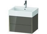 Duravit XViu Waschtisch-Unterschrank XV43340B189 58,4 x 39,7 x 45,4 cm, flannel grey hochglanz, 2 Schubkästen, champagner matt