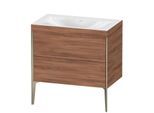 Duravit XViu Waschtisch-Unterschrank XV4710NB179C 80x48cm, 2 Auszüge, ohne Hahnloch, champagner matt, Rahmen C, nussbaum natur