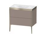 Duravit XViu Waschtisch-Unterschrank XV4710NB143P 80x48cm, 2 Auszüge, ohne Hahnloch, champagner matt, Rahmen P, basalt matt