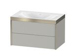 Duravit XViu Waschtisch-Unterschrank XV4615NB107P 80x48cm, 2 Schubkästen, ohne Hahnloch, champagner matt, Rahmen P, betongrau matt