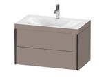 Duravit XViu Waschtisch-Unterschrank XV4615OB243C 80x48cm, 2 Schubkästen, 1 Hahnloch, schwarz matt, Rahmen C, basalt matt