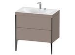 Duravit XViu Waschtisch-Unterschrank XV4710EB243C 80x48cm, 2 Auszüge, 2 Hahnlöcher, schwarz matt, Rahmen C, basalt matt