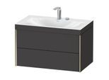 Duravit XViu Waschtisch-Unterschrank XV4615EB180C 80x48cm, 2 Schubkästen, 2 Hahnlöcher, champagner matt, Rahmen C, graphit supermatt