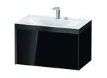 Duravit XViu Waschtisch-Unterschrank XV4610EB240P 80x48cm, 1 Auszug, 2 Hahnlöcher, schwarz matt, Rahmen P, schwarz hochglanz