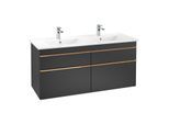Villeroy und Boch Venticello Waschtisch-Unterschrank A93005PD 125,3 x 59 x 50,2 cm, Griff Copper, Black Matt Lacquer