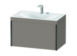 Duravit XViu Waschtisch-Unterschrank XV4610EB243C 80x48cm, 1 Auszug, 2 Hahnlöcher, schwarz matt, Rahmen C, basalt matt