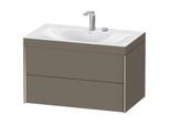 Duravit XViu Waschtisch-Unterschrank XV4615EB190C 80x48cm, 2 Schubkästen, 2 Hahnlöcher, champagner matt, Rahmen C, flannel grey seidenmatt