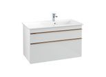 Villeroy und Boch Venticello Waschtisch-Unterschrank A92805RE 95,3 x 59 x 50,2 cm, Becken rechts, Griff Copper, Glass Glossy White