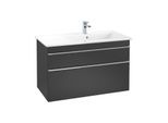 Villeroy und Boch Venticello Waschtisch-Unterschrank A92801PD 95,3 x 59 x 50,2 cm, Becken rechts, Griff Chrom, Black Matt Lacquer