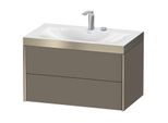 Duravit XViu Waschtisch-Unterschrank XV4615EB190P 80x48cm, 2 Schubkästen, 2 Hahnlöcher, champagner matt, Rahmen P, flannel grey seidenmatt