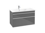 Villeroy und Boch Venticello Waschtisch-Unterschrank A92702FP 95,3 x 59 x 50,2 cm, Becken links, Griff White, Glossy Grey