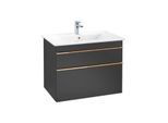 Villeroy und Boch Venticello Waschtisch-Unterschrank A92505PD 75,3 x 59 x 50,2 cm, Griff Copper, Black Matt Lacquer