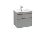 Villeroy und Boch Venticello Waschtisch-Unterschrank A92405RA 60,3 x 59 x 50,2 cm, Griff Copper, Glass Glossy Grey