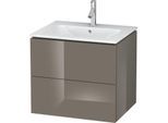 Duravit L-Cube Waschtischunterbau LC624008989 Flannel Grey Hochglanz, 62x55,5x48,1cm, 2 Auszüge