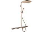 hansgrohe Axor Showerpipe 27984300 mit Thermostat 800, Kopfbrause 350 1jet, polished red gold