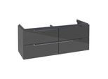 Villeroy & Boch Subway 2.0 Waschtischunterschrank A69910FP, 128,7x52x44,9cm, Glossy Grey,Griff chrom