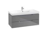 Villeroy & Boch Subway 2.0 Waschtischunterschrank A69010FP,98,7x41,6x44,9cm,Glossy Grey,Griff chrom