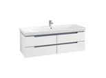 Villeroy & Boch Subway 2.0 Waschtischunterschrank A69100DH, 128,7x42x44,9cm, Glossy White,Griff matt