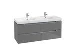 Villeroy & Boch Subway 2.0 Waschtischunterschrank A69900FP, 128,7x52x44,9cm, Glossy Grey, Griff matt