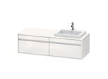 Duravit Ketho Waschtisch-Unterschrank KT6797R2222 140x55x42,6cm, Einbauwaschtische, 2 Auszüge, Ausschnitt rechts, weiß hochglanz