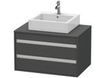 Duravit Ketho Waschtisch-Unterschrank KT665404949 80 x 42,6 x 55 cm, graphit matt, für Aufsatzbecken mittig, 2 Schubkästen
