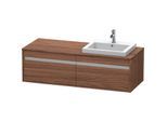 Duravit Ketho Waschtisch-Unterschrank KT6797R2121 140x55x42,6cm, Einbauwaschtische, 2 Auszüge, Ausschnitt rechts, nussbaum dunkel