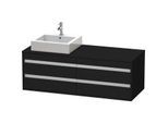 Duravit Ketho Waschtisch-Unterschrank KT6657L1616 140x55x49,6cm, für Aufsatzbecken, 4 Schubkästen, Ausschnitt links, Eiche schwarz