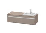 Duravit Ketho Waschtisch-Unterschrank KT6797R4343 140x55x42,6cm, Einbauwaschtische, 2 Auszüge, Ausschnitt rechts, basalt matt