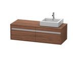 Duravit Ketho Waschtisch-Unterschrank KT6697R2121 140x55x42,6cm, für Aufsatzbecken, 2 Auszüge, Ausschnitt rechts, nussbaum dunkel