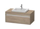 Duravit Ketho Waschtisch-Unterschrank KT679503535 100 x 55 cm, Eiche terra, für Einbauwaschtisch mittig, 1 Auszug, wandhängend