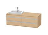 Duravit Ketho Waschtisch-Unterschrank KT6757L3030 140x55x49,6cm, für Einbauwaschtisch, 4 Schubkästen, Ausschnitt links, Eiche natur