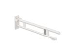 Hewi System 900 Stützklappgriff 900.50.11660DX Ausladung 850 mm, Edelstahl pulverbeschichtet weiß tiefmatt, rechts, WC-Papierhalter/Funk-Spülauslösung