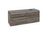 Villeroy und Boch Legato Waschtischunterschrank B616L0RK 140x55x50cm, Waschtisch rechts, mit LED-Beleuchtung, Stone Oak