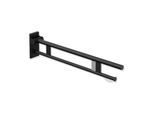 Hewi System 900 Stützklappgriff 900.50.11760DC Ausladung 900 mm, Edelstahl pulverbeschichtet schwarz tiefmatt, rechts, WC-Papierhalter/Funk-Spülauslösung