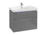 Villeroy & Boch Subway 2.0 Waschtisch-Unterschrank A91400FP 78,7x59x44,9cm, 2 Auszüge, Griff silbermatt, glossy grey