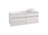 Villeroy & Boch Legato Waschtischunterschrank B616L0E8 140x55x50cm, mit LED-Beleuchtung, White Wood