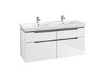 Villeroy & Boch Subway 2.0 Waschtischunterschrank A91700DH,128,7x59x44,9cm, Glossy White, Griff matt